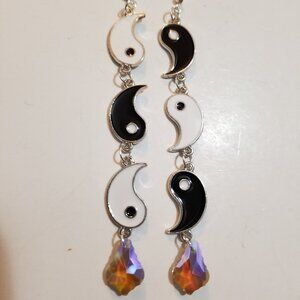 "Yin-Yang-Yin" Chandelier Crystal Earring Pair